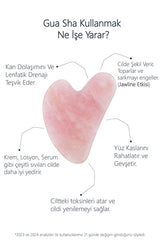 Pembe Kuvars  Roller Ve Pembe Kalp Gua Sha Yüz Masaj Aleti Seti Keseli Değerli Doğal Taş Sertifikalı